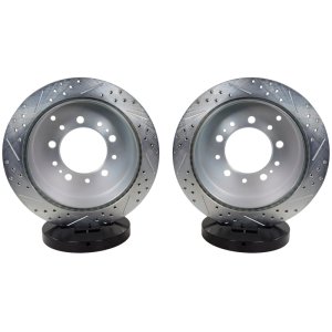 Toyota Tundra Brake Rotors (2) - Rear - Baer Brakes - Claw Performance, Slotted/Drilled - Zinc-Plated - `07-`21